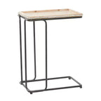 Industrial Ceramic Accent Table White - Olivia & May: Black Metal, C-Shaped, No Assembly Required