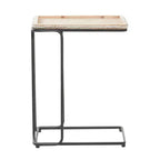 Table d'appoint industrielle en céramique blanche - Olivia & May : métal noir, en forme de C, aucun assemblage requis