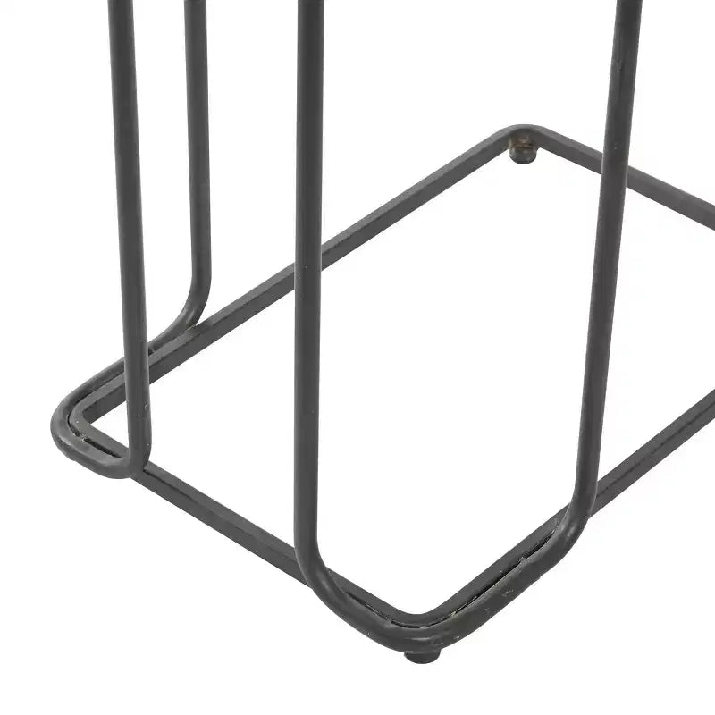 Table d'appoint industrielle en céramique blanche - Olivia & May : métal noir, en forme de C, aucun assemblage requis