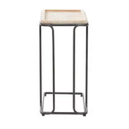 Table d'appoint industrielle en céramique blanche - Olivia & May : métal noir, en forme de C, aucun assemblage requis