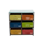 Meuble de Rangement Industriel en Métal – Olivia & May : 6 Tiroirs, Multicolore, Entièrement Assemblé