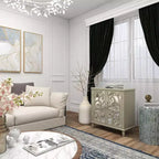Meuble à miroir glamour et bois à motifs beige - Olivia & May