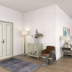 Meuble à miroir glamour et bois à motifs beige - Olivia & May