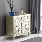 Meuble à miroir glamour et bois à motifs beige - Olivia & May