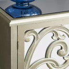 Meuble à miroir glamour et bois à motifs beige - Olivia & May