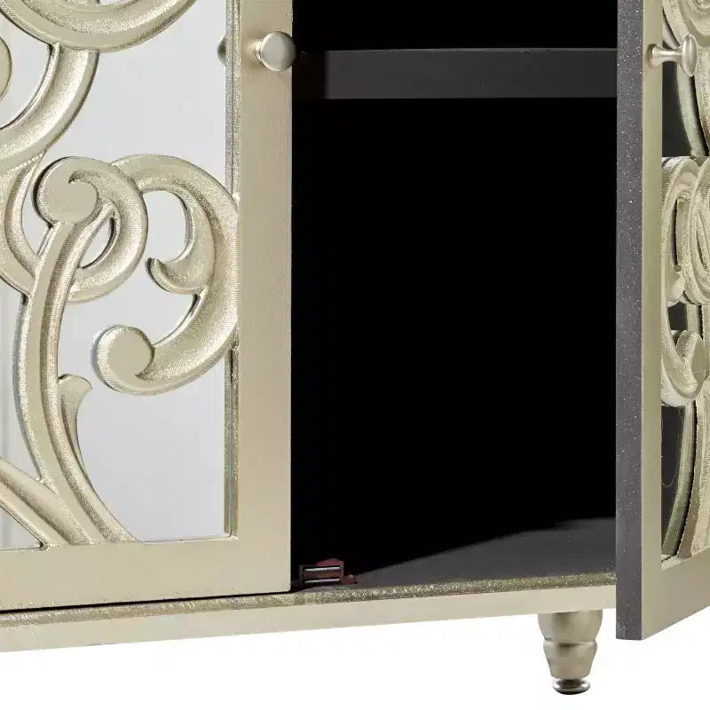 Meuble à miroir glamour et bois à motifs beige - Olivia & May