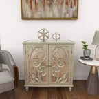 Meuble à miroir glamour et bois à motifs beige - Olivia & May