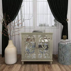 Meuble à miroir glamour et bois à motifs beige - Olivia & May