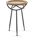 Easton Side Table Natural - Adore Decor: Modern Round No Assembly Required, Iron & Wood Frame, 24.5" Height