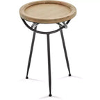 Table d'appoint Easton Naturelle - Adore Decor : Moderne, Ronde, Aucun assemblage requis, Structure en fer et bois, Hauteur 62,2 cm