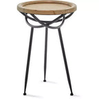 Table d'appoint Easton Naturelle - Adore Decor : Moderne, Ronde, Aucun assemblage requis, Structure en fer et bois, Hauteur 62,2 cm