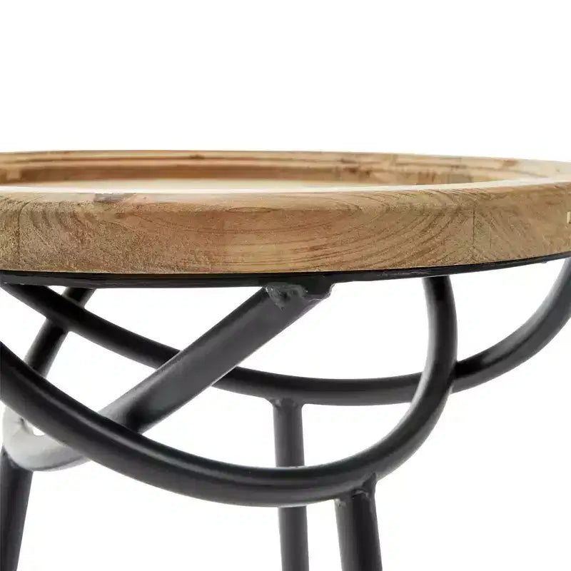 Table d'appoint Easton Naturelle - Adore Decor : Moderne, Ronde, Aucun assemblage requis, Structure en fer et bois, Hauteur 62,2 cm