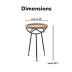 Table d'appoint Easton Naturelle - Adore Decor : Moderne, Ronde, Aucun assemblage requis, Structure en fer et bois, Hauteur 62,2 cm