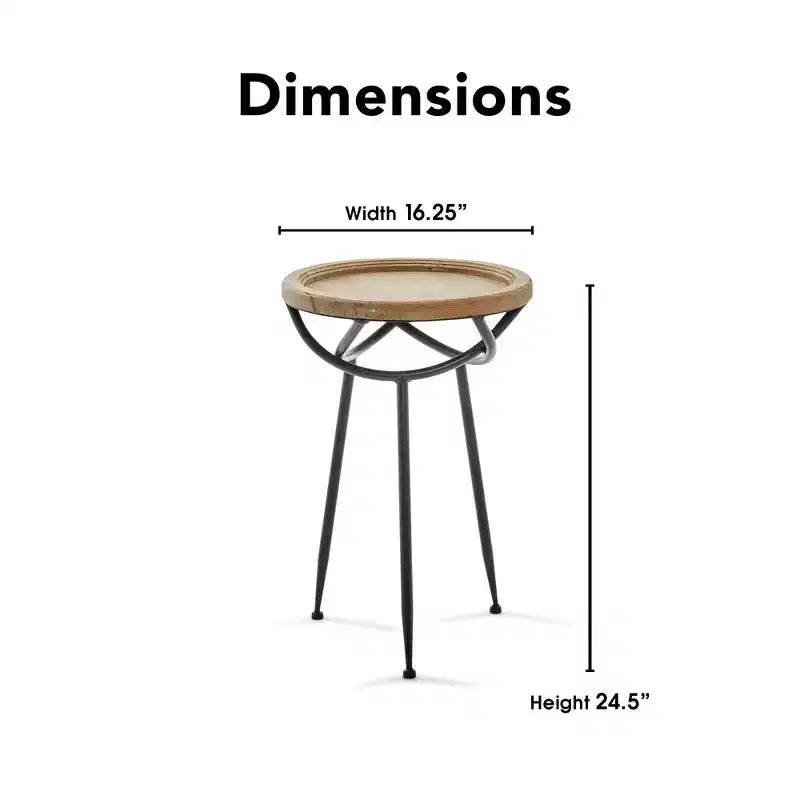 Table d'appoint Easton Naturelle - Adore Decor : Moderne, Ronde, Aucun assemblage requis, Structure en fer et bois, Hauteur 62,2 cm