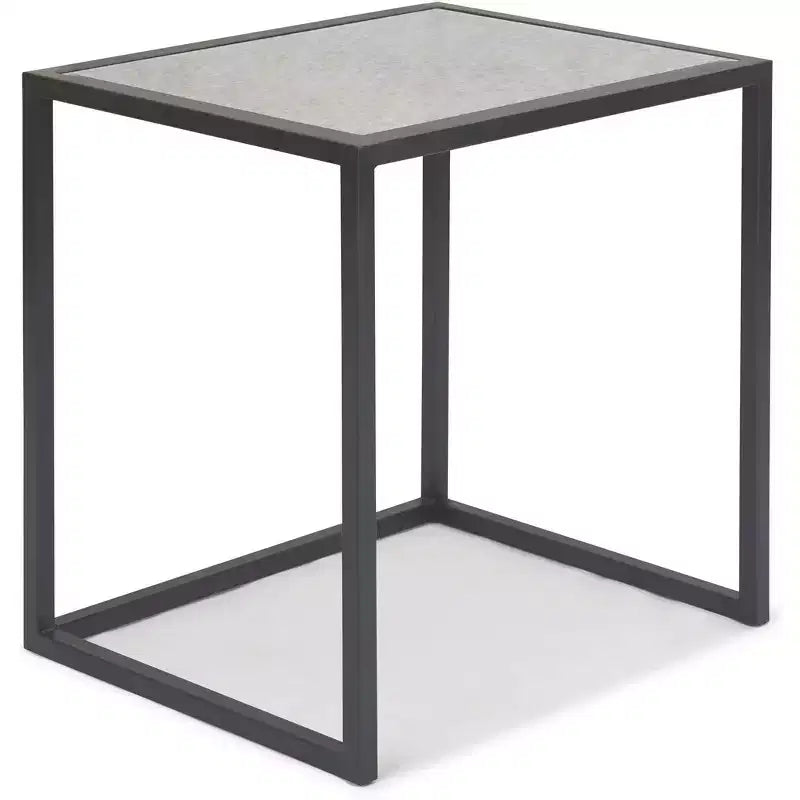 Lot de 2 tables d'appoint miroirs Gramercy Square noires - Finch : Emboîtables, Finition antique, Structure en métal