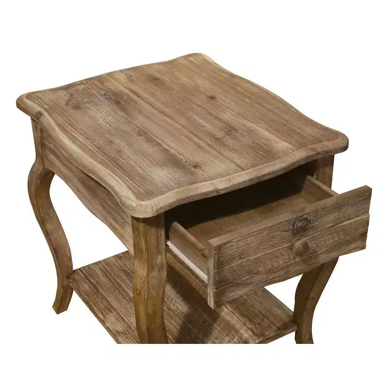 Table d'appoint rustique en bois de récupération marron vieilli - Meubles Alaterre