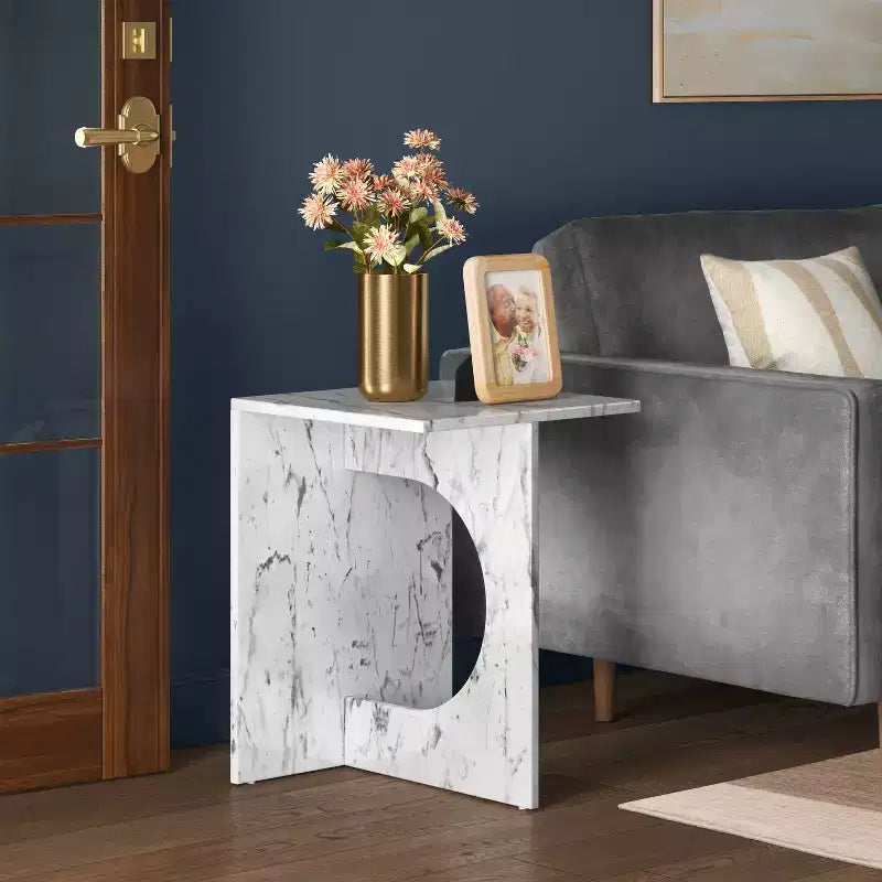 Table d'appoint effet marbre blanc - Threshold™