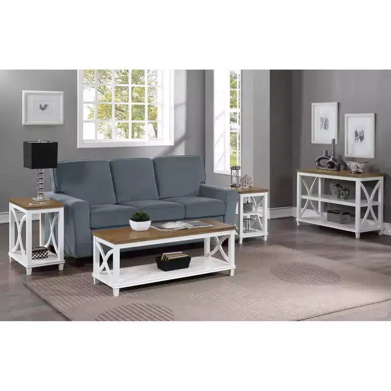 Table d'appoint Florence plateau Driftwood/cadre blanc - Breighton Home