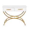 Contemporary Pine Console Table White - Olivia & May: Gold Frame, 2 Drawers, Sturdy Build, No Assembly Required