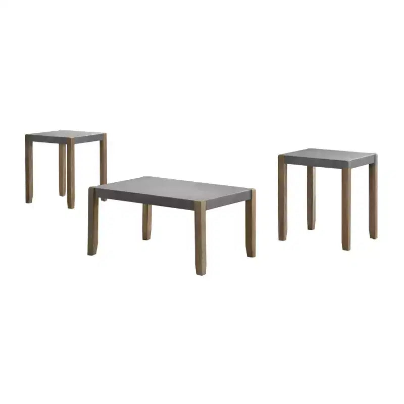 36" Davenport Faux Concrete and Wood Coffee Table with 2 Square End Tables Light Amber - Alaterre Furniture: Rustic Industrial 3-Piece Set