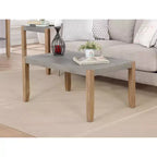 Table basse Davenport en similicuir et bois 36 po avec 2 tables de bout carrées Ambre clair - Meubles Alaterre : Ensemble 3 pièces industriel rustique