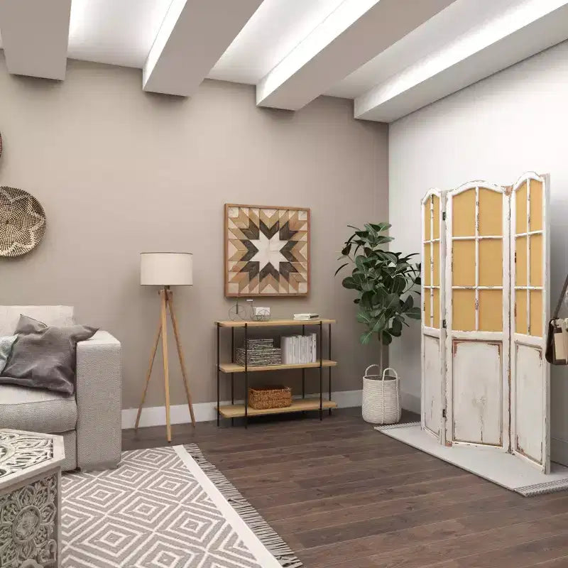 Console en métal contemporaine - Olivia & May : Étagère fixe, Plateau en bois, Aucun assemblage requis