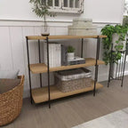 Console en métal contemporaine - Olivia & May : Étagère fixe, Plateau en bois, Aucun assemblage requis