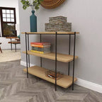Console en métal contemporaine - Olivia & May : Étagère fixe, Plateau en bois, Aucun assemblage requis