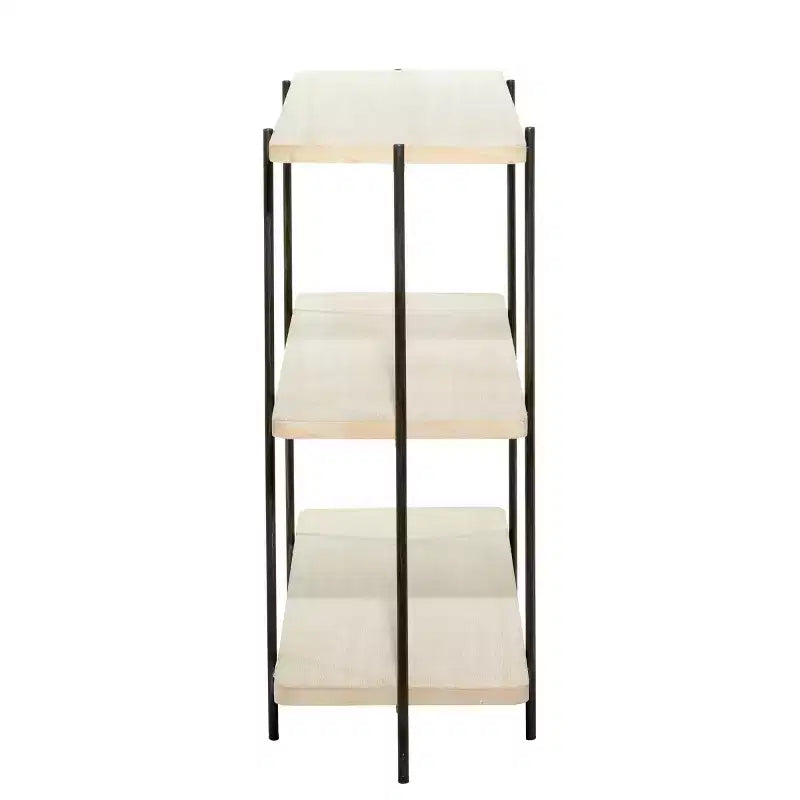 Console en métal contemporaine - Olivia & May : Étagère fixe, Plateau en bois, Aucun assemblage requis