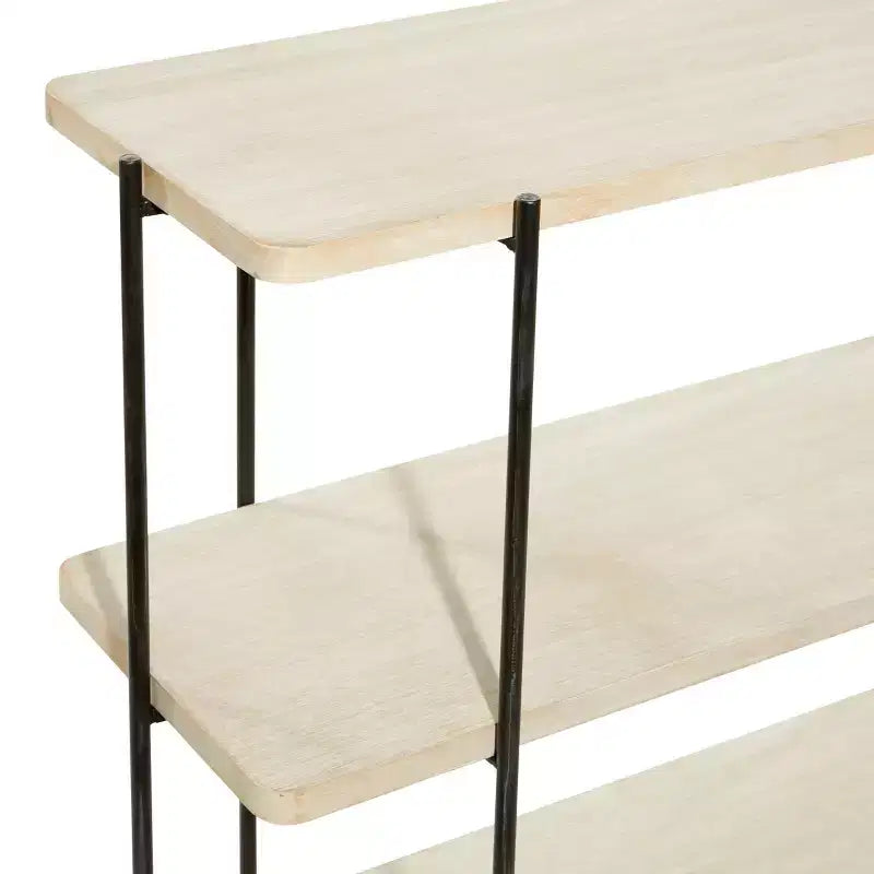 Console en métal contemporaine - Olivia & May : Étagère fixe, Plateau en bois, Aucun assemblage requis