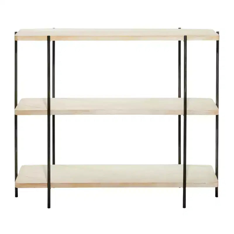 Console en métal contemporaine - Olivia & May : Étagère fixe, Plateau en bois, Aucun assemblage requis
