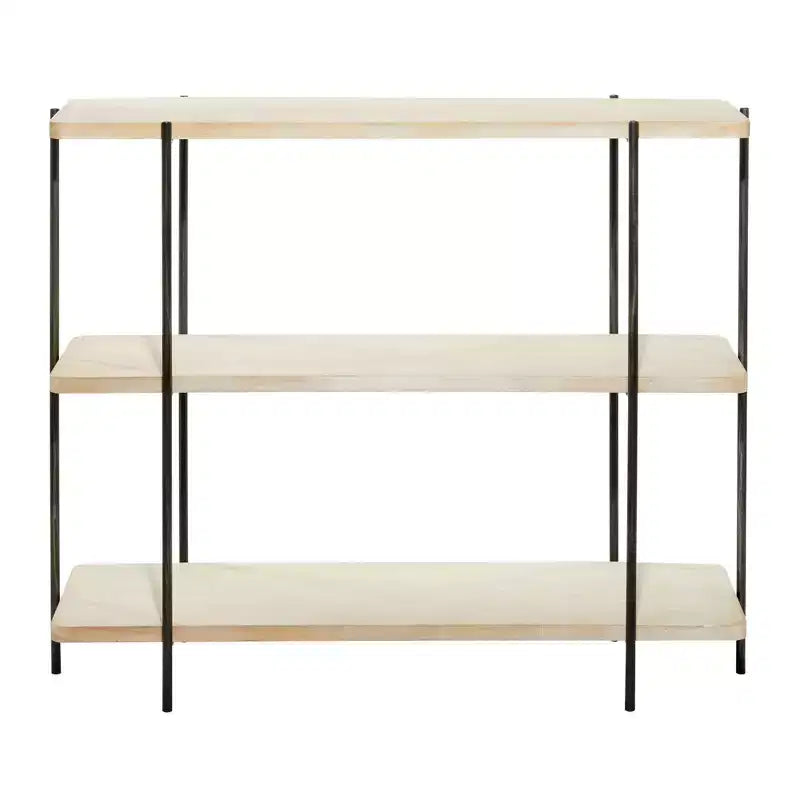 Console en métal contemporaine - Olivia & May : Étagère fixe, Plateau en bois, Aucun assemblage requis