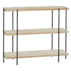 Console en métal contemporaine - Olivia & May : Étagère fixe, Plateau en bois, Aucun assemblage requis