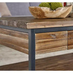 Table basse rustique en bois Claremont avec étagère inférieure Marron foncé - Meubles Alaterre : Plateau en acacia, quincaillerie en acier, étagère de rangement