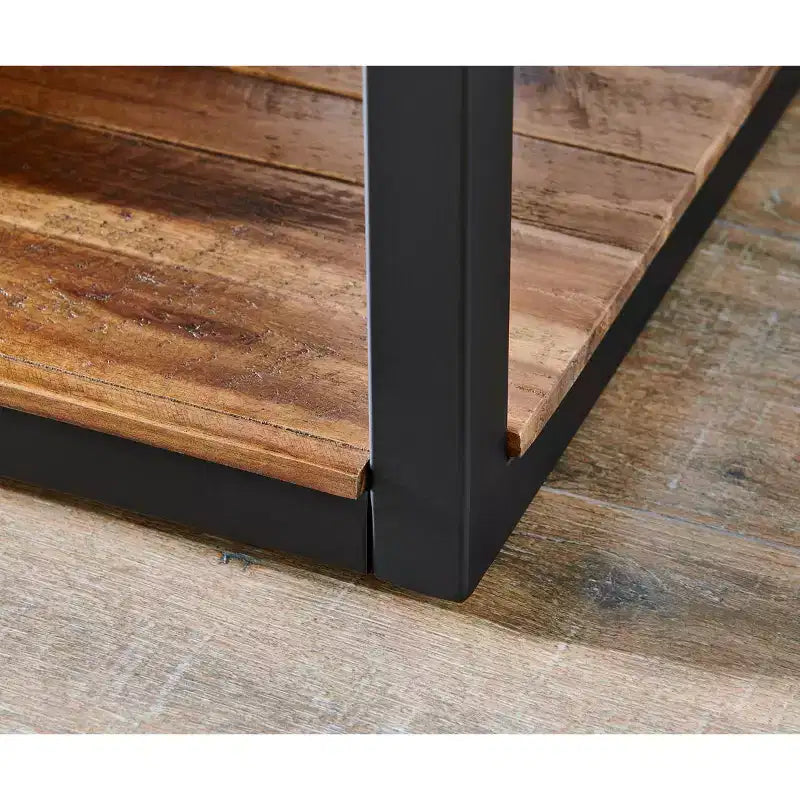 Table basse rustique en bois Claremont avec étagère inférieure Marron foncé - Meubles Alaterre : Plateau en acacia, quincaillerie en acier, étagère de rangement