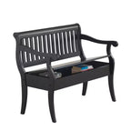 Banc de rangement Martha Antique Black de Carolina Living : Bois dur, Non capitonné, 2 places