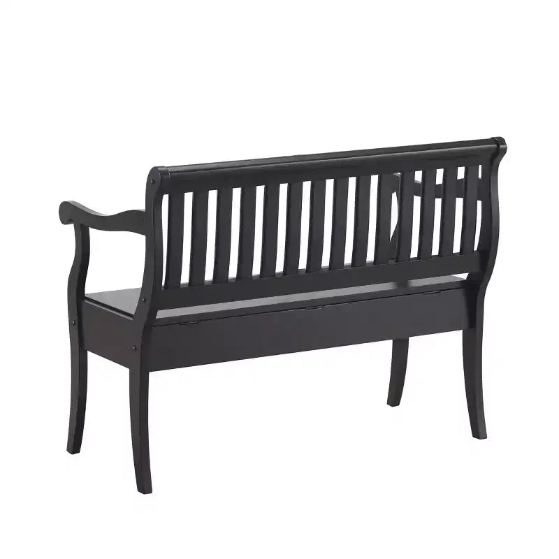 Banc de rangement Martha Antique Black de Carolina Living : Bois dur, Non capitonné, 2 places