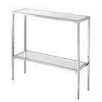 Breighton Home Nadia Glass Chrome Entryway Hall Table with Shelf in Glass/Chrome