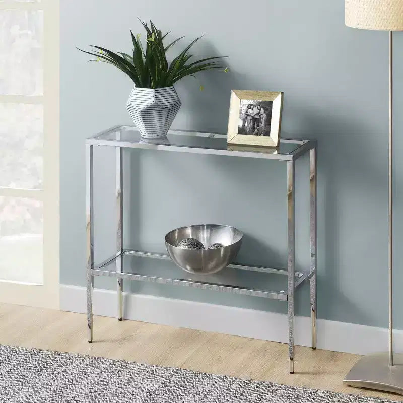 Table d'entrée/de vestibule Breighton Home Nadia en verre/chrome avec étagère