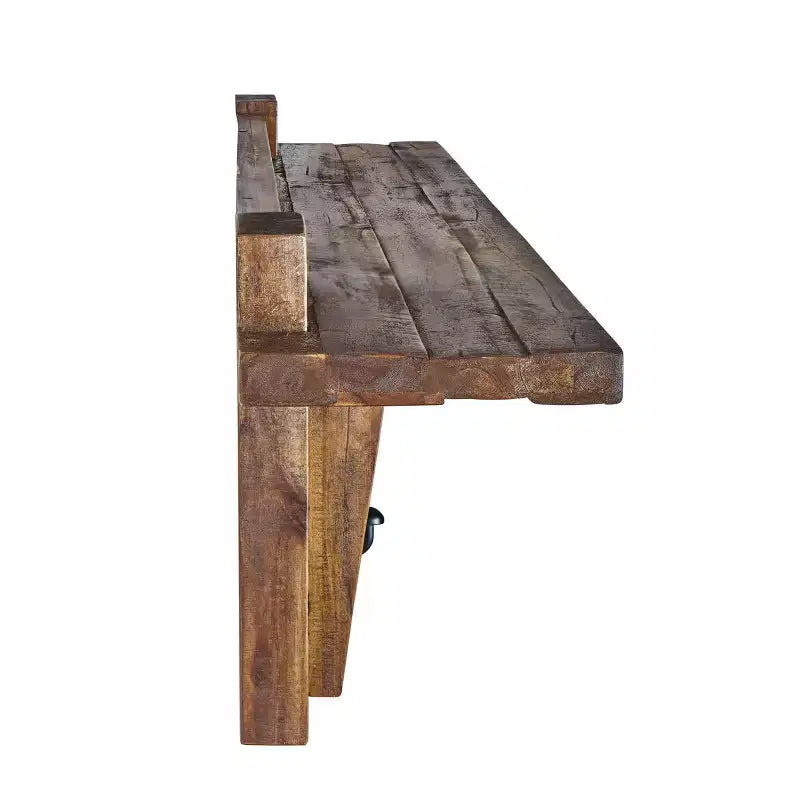 Durango Ensemble banc et étagère murale patère bois industriel marron foncé - Alaterre : Meuble d'entrée rustique, Rangement pour vestibule