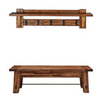 Durango Ensemble banc et étagère murale patère bois industriel marron foncé - Alaterre : Meuble d'entrée rustique, Rangement pour vestibule