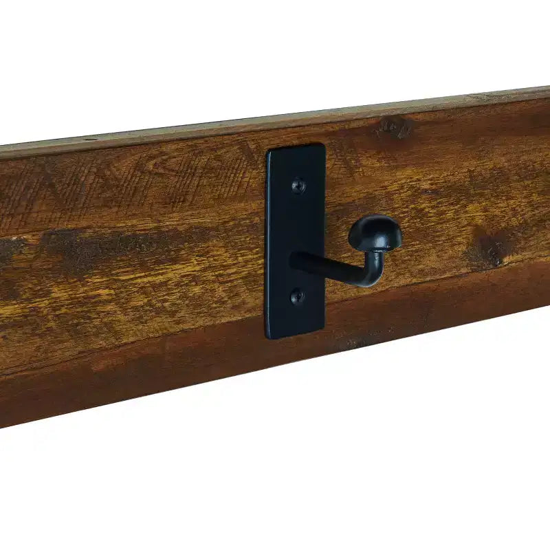 Durango Ensemble banc et étagère murale patère bois industriel marron foncé - Alaterre : Meuble d'entrée rustique, Rangement pour vestibule
