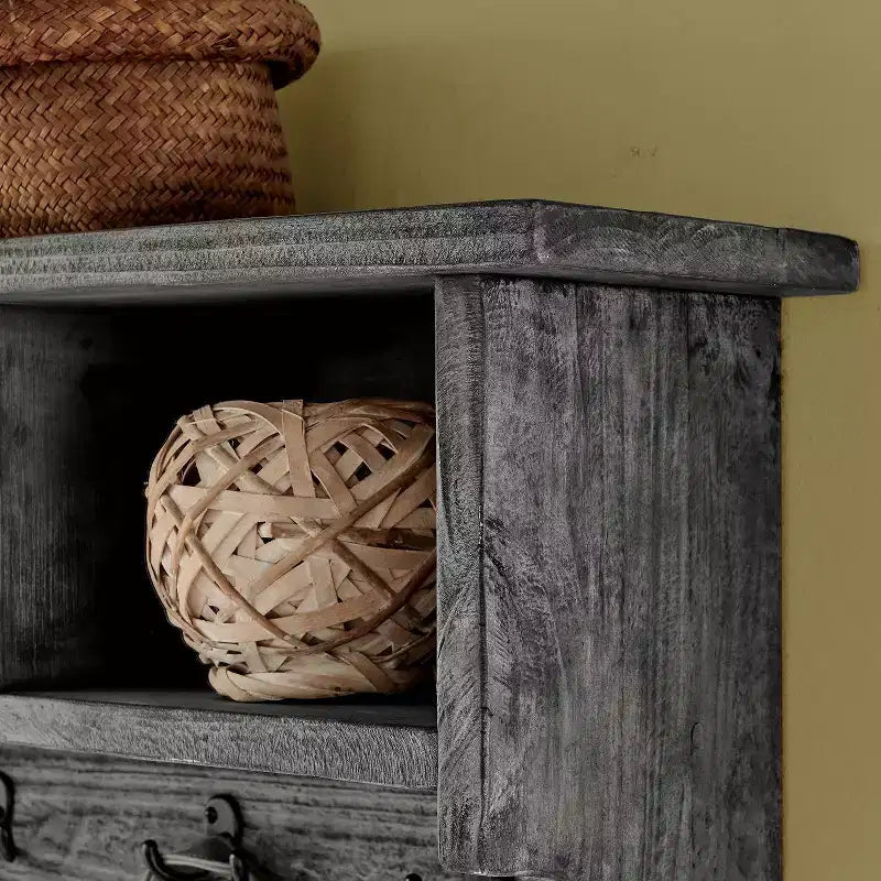 Patère murale en métal et bois Pomona de 48 po avec rangements, gris ardoise - Alaterre Furniture