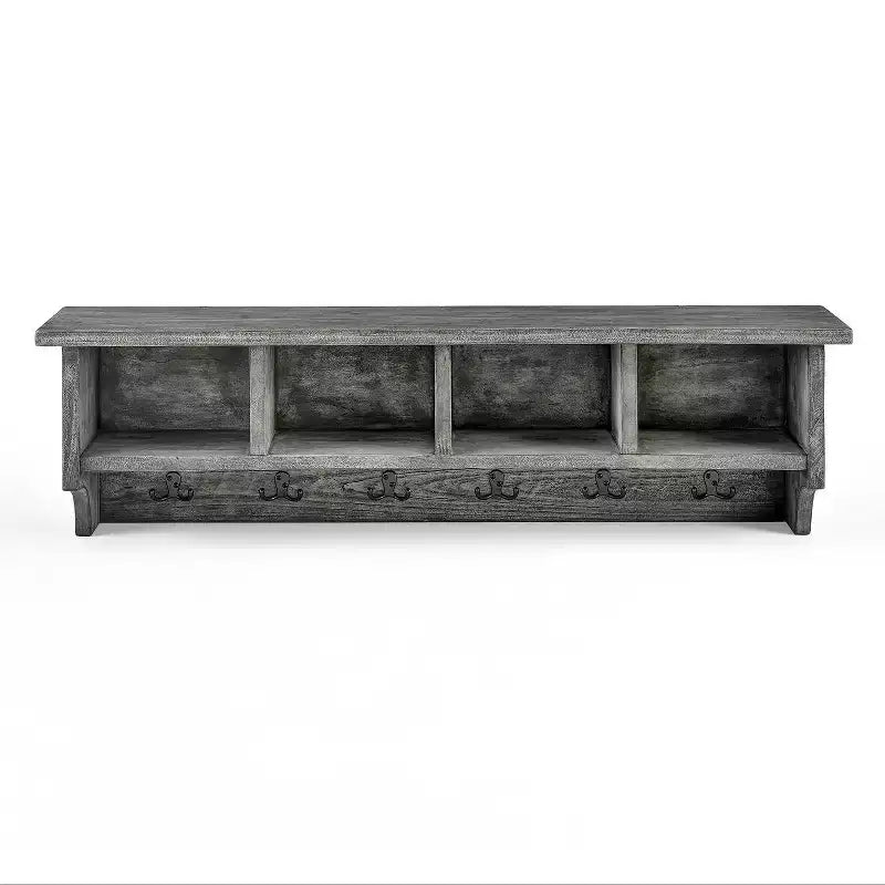 Patère murale en métal et bois Pomona de 48 po avec rangements, gris ardoise - Alaterre Furniture