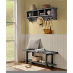 Patère murale en métal et bois Pomona de 48 po avec rangements, gris ardoise - Alaterre Furniture