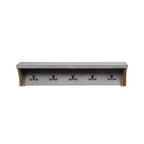 Alaterre Furniture 40" Davenport Coat Hook with Shelf Light Amber: Modern Tiered Wall Mounted Rack, 5 Hooks, Wood Frame