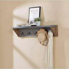 Alaterre Furniture Davenport - Patère de 102 cm avec étagère, Ambre Clair : Étagère murale moderne à niveaux, 5 crochets, cadre en bois