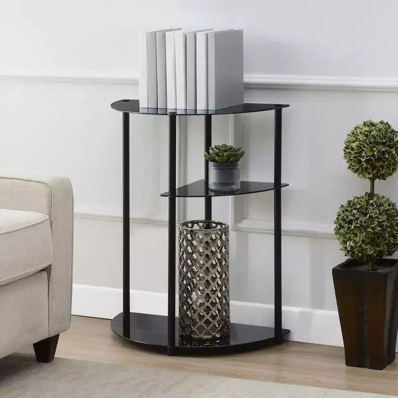 Breighton Home Designs2Go Table Console d'entrée Classique en Verre à 3 Niveaux, Noir/Noir