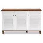 Meuble à chaussures en bois à 8 étagères Coolidge blanc/noyer – Baxton Studio