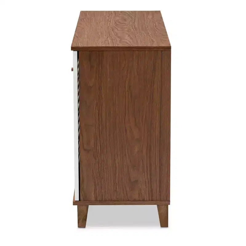 Meuble à chaussures en bois à 8 étagères Coolidge blanc/noyer – Baxton Studio